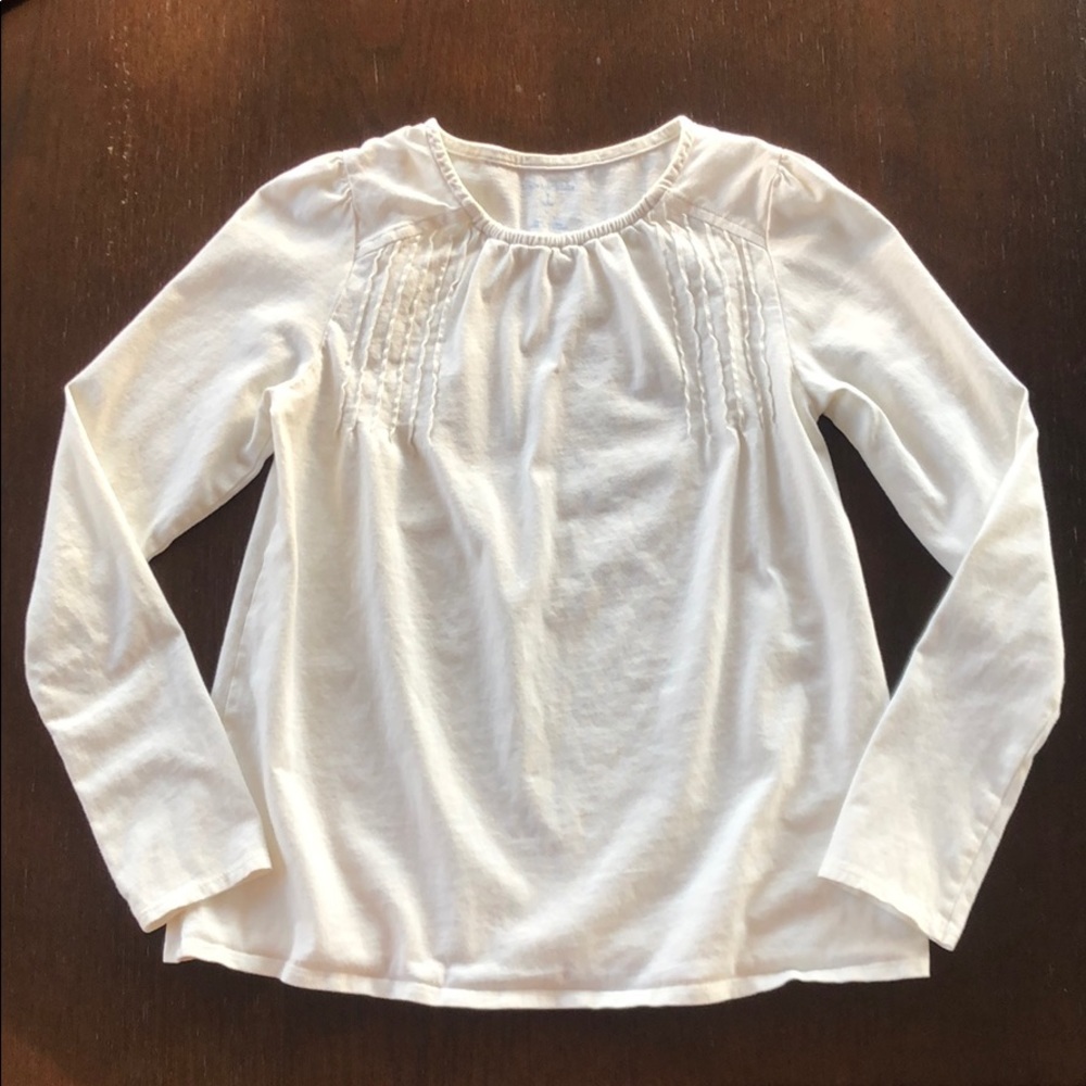 Lands’End Cream/off-white 100% cotton pin-tuck top